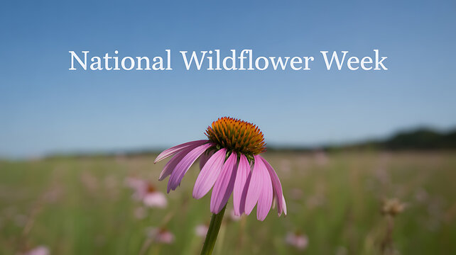 A purple coneflower in a field during National Wildflower Week