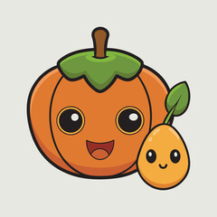 Fototapeta premium Cute Cartoon Pumpkin and Companion A Sweet Halloween Duo Ready for Fun