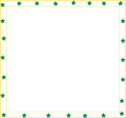 Green Star Border with Yellow Frame on White Background | Simple Festive Design for Certificates, Invitations, and Decorative Projects