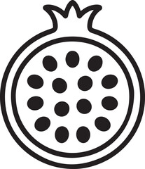 Simple outline icon of a pomegranate fruit cut in half