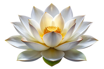 Elegant White Lotus Flower Blossom Close Up on Transparent Background