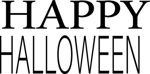 Happy Halloween Text in Black Serif Font | Festive Greeting for Holiday Cards, Party Invitations, and Spooky Decorations