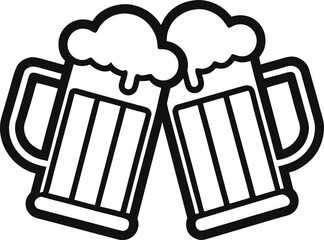 mug of beer, Beer mugs toasting silhouette vector design for celebration, party, cheers, pub, Oktoberfest and drink-themed decoration
