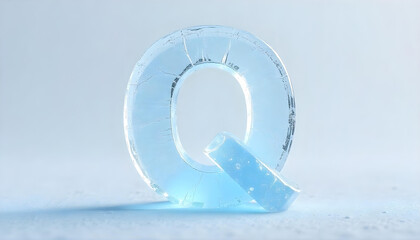 Alphabet Q made of ice isolated on white background