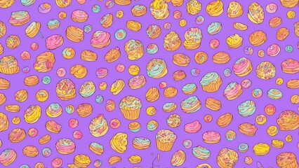 Lofty digital cupcakes cartoon ornament dynamic dreamy magical