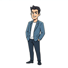 Casual Business Man Standing Confidently