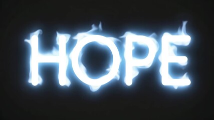 Dynamic glowing 'Hope' message in bright blue, inspiring positivity and optimism, perfect for social media campaigns and uplifting content creation