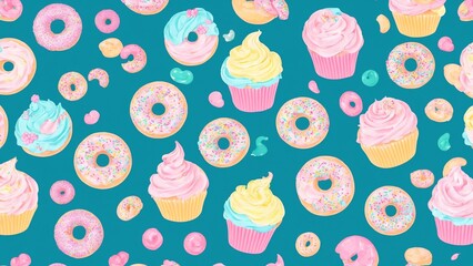 Multicolor dynamic floral altitude wall diverse donuts