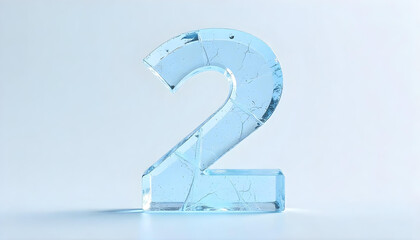  Number 2 made of ice isolated on white background