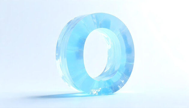 Number 0 made of ice isolated on white backgroun