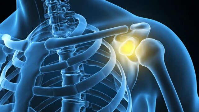 Shoulder Pain Diagnosis X Ray of Upper Body Rib Cage Joint Inflammation and Injury for Medical Exam and Healthcare