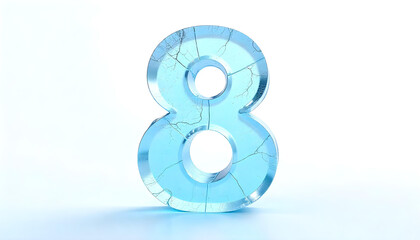 Number 8 made of ice isolated on white background