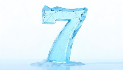 Number 7 made of ice isolated on white background