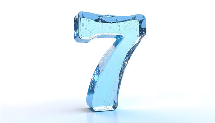 Number 7 made of ice isolated on white background