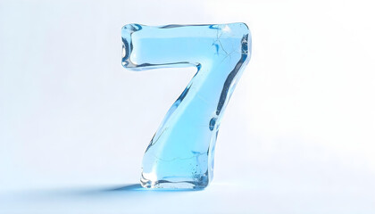 Number 7 made of ice isolated on white background