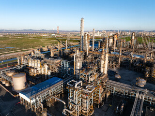 Aerial view of a large chemical plant