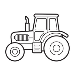 Black and White Tractor Illustration Emphasizing Simplicity Perfect for Coloring Books and Educational Materials Featuring a Cartoon Style Tractor