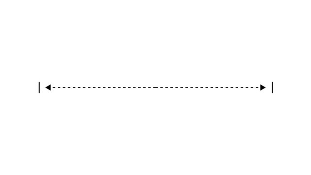 Measuring distance length dotted line animation, isolated on transparent background with alpha channel, alpha channel