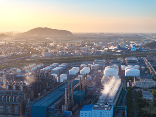 Aerial view of a large chemical plant
