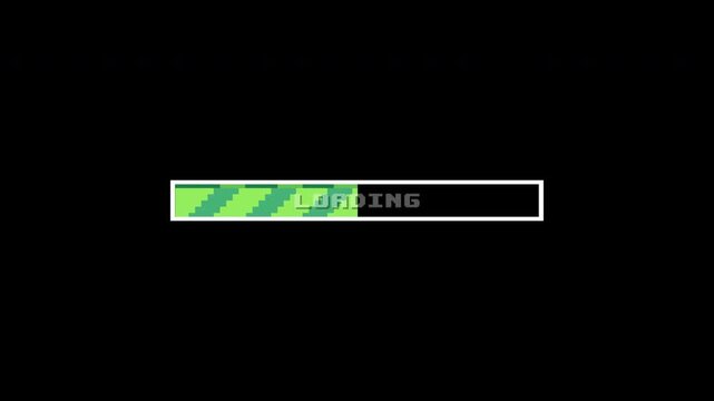 animation 8 bit loading bar animation on black background
