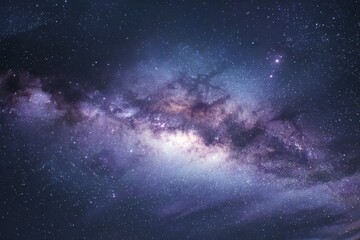 Fototapeta premium Stunning capture of the Milky Way galaxy showcasing its vibrant colors and intricate details in a clear night sky over a tranquil landscape