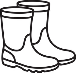 Simple outline drawing of a pair of tall rubber boots