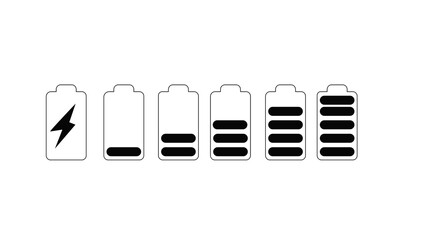 Battery icons set. Battery charging charge indicator icon. level battery energy.