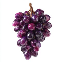 Artificial Dark Purple Grapes on White Background