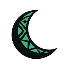 moon designed with tribal patterns vector art