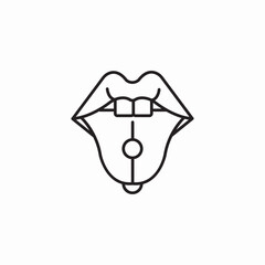 tongue piercing jewelry icon sign vector
