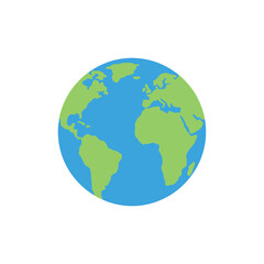 Obraz premium Iconic depiction of planet Earth, showcasing continents and oceans in a vibrant, simplified illustration style