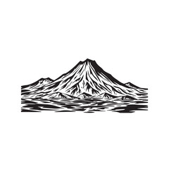 Black and White Mountain Illustration Image in Minimalist Line Art Style, Clean and Elegant Design