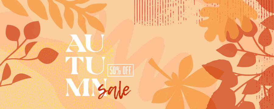 autumn sale template banner Vector background