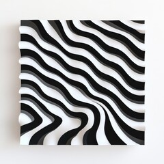 Black and White Wavy Pattern with Three-Dimensional Effect Design