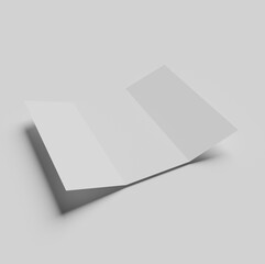 White trifold paper brochure mockup.
