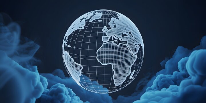 Wireframe Globe on Smoky Indigo Background