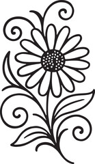 daisy line art silhouette vector illustration