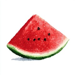 Closeup of a Juicy Red Watermelon Slice on White Background