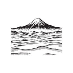 Black and White Mountain Illustration Image in Minimalist Line Art Style, Clean and Elegant Design
