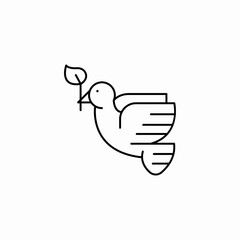 dove with leaf icon sign vector