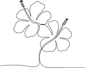 hibiscus line art silhouette vector illustration