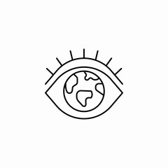eye with earth icon sign vector