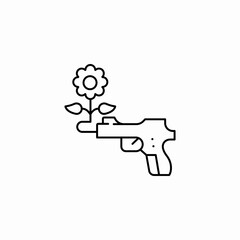 gun flower peace icon sign vector