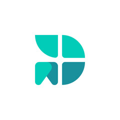 Modular D Letter with Abstract and Modern Teeth Tooth Dental Logo Design Vector