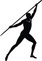 Javelin Thrower Preparing Powerful Launch