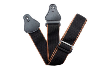 Black fabric strap for electric or acoustic guitar.