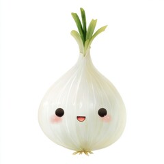 Cute Cartoon White Onion Illustration