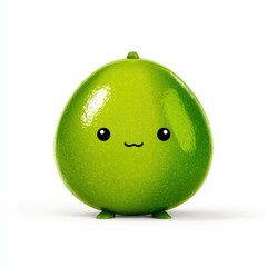 Cute Green Lime Cartoon Character in Pixel Art Style
