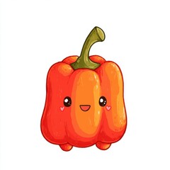 Cute Orange Bell Pepper Cartoon Illustration
