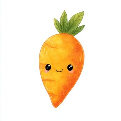 Cute Orange Cartoon Carrot Illustration with Happy Face